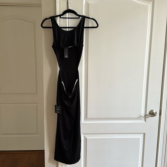 Lulus Be Mine Black Open Back Midi Dress Small Nwt - Picture 5 of 7